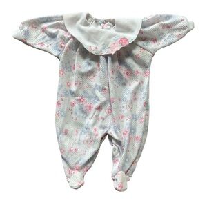 VTG 90’s Little Me Floral One Piece Romper Jumpsuit 6 Mo Flower Collard Buttons